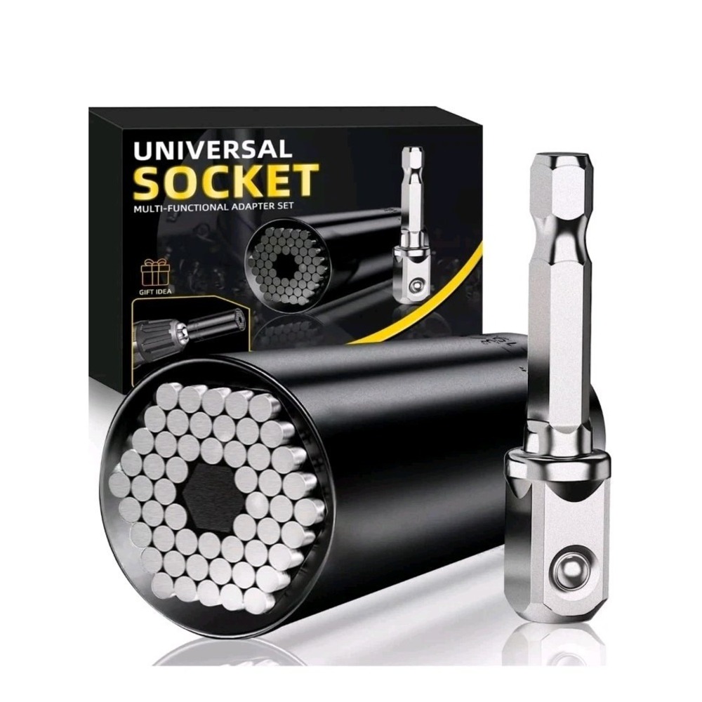 Universal Socket Tool Set 2pc Multi-Functional Adapter 1/4-3/4 7-19mm Black